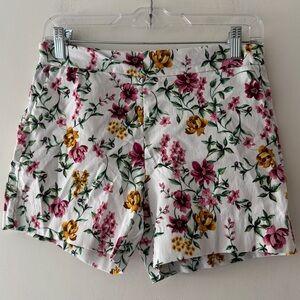 White House Black Market Women's Floral Nylon Rayon Stretch Pull On Shorts